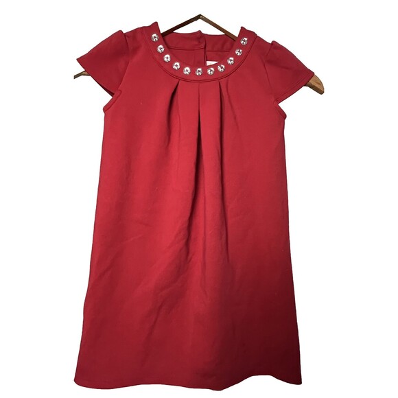 Gymboree Dress Short Sleeve Round Neck Button Accent‎ Holiday Party Girls Size 7 - Picture 1 of 4